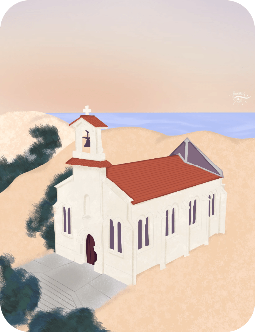 Illustration de la chapelle de labene face à l'océan
