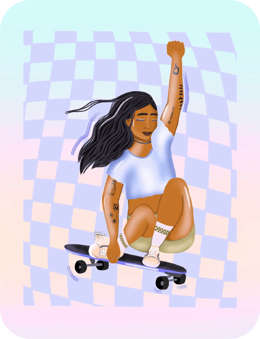 illustration représentant une skateuse